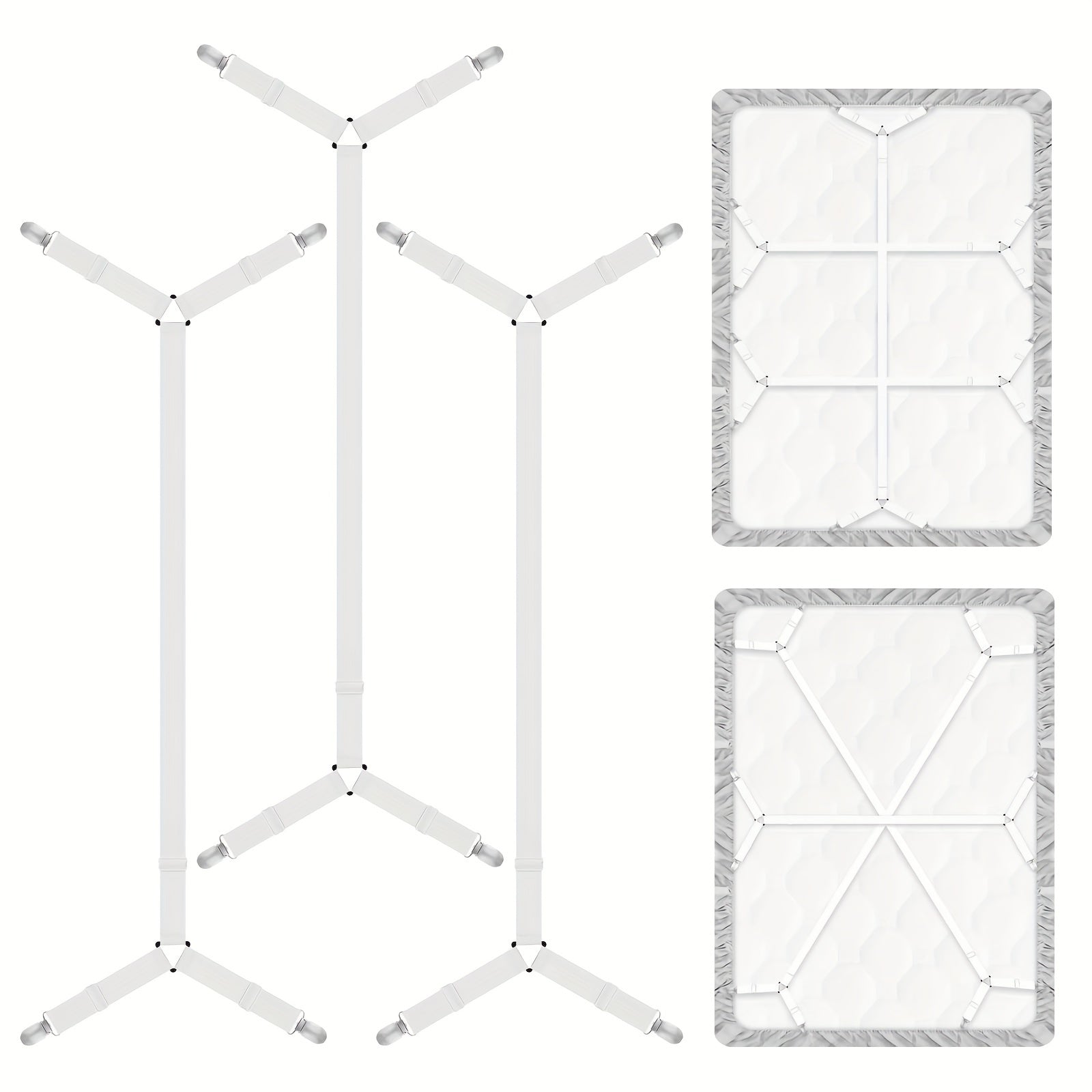 Juego de 3 correas ajustables para sábanas, sujetadores elásticos para sábanas ajustables