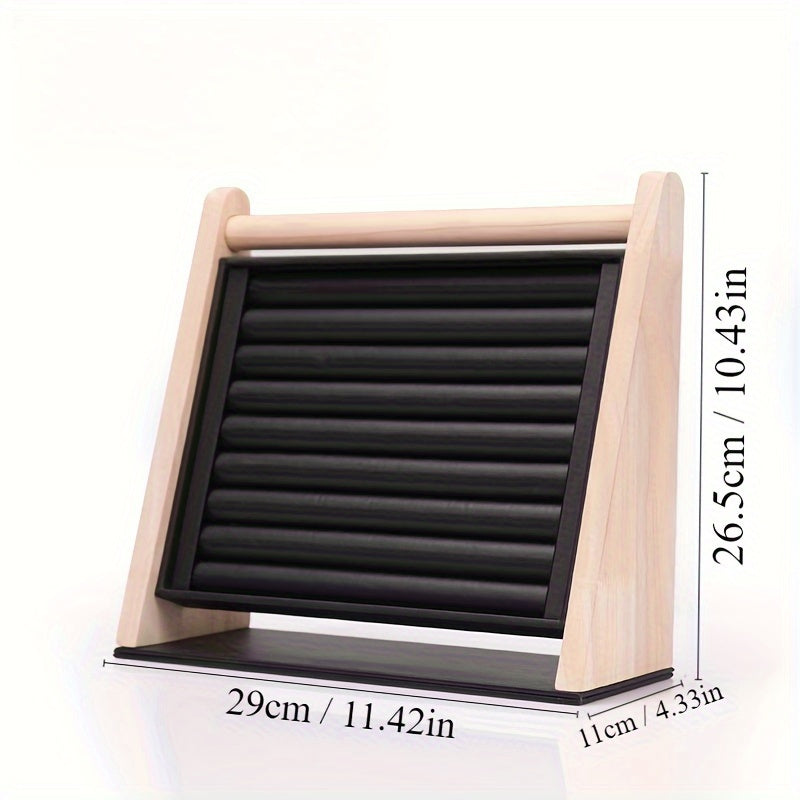 Beveled Rubber Wood Earring Display Stand for Jewelry Storage