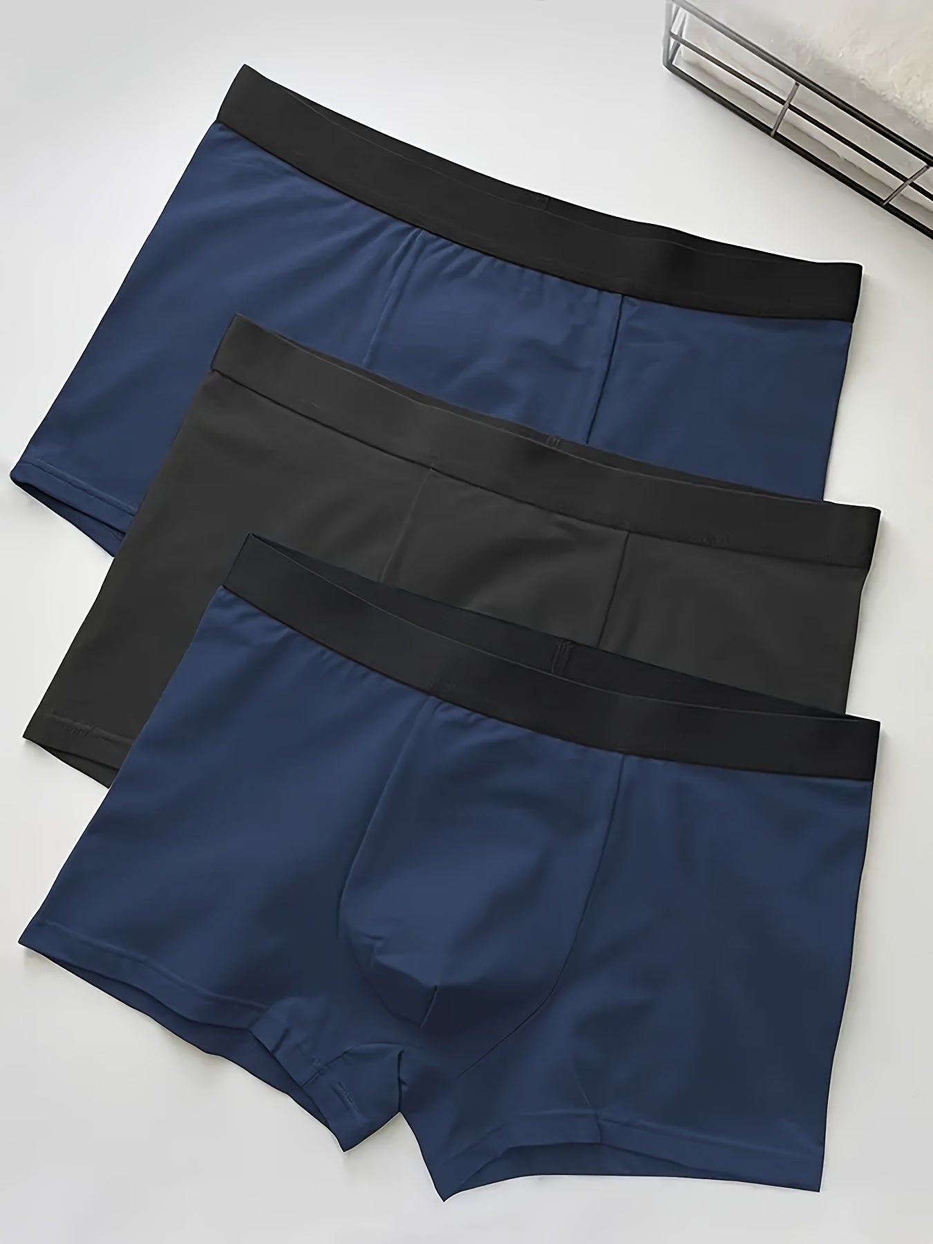 Men's Solid Color Polyester Boxer Shorts Pack of 3 Casual Sports Comfortable Underwear