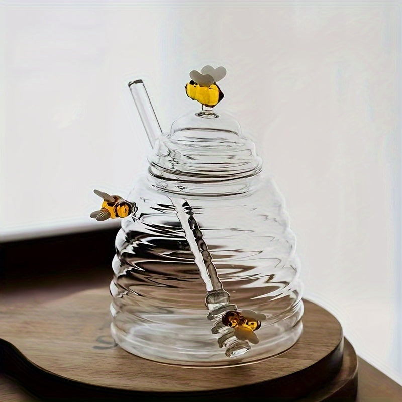 Animal-Themed Glass Honey Jar with Lid for Kitchen and Dining