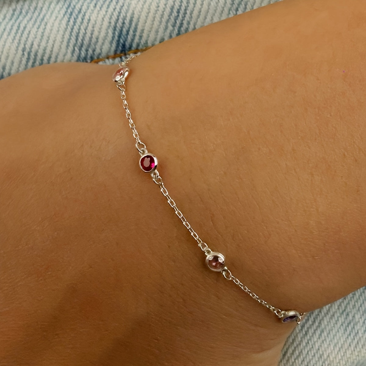 Chic Birthstone Bracelet with 2-4 Birthstones Stainless Steel Jewelry for Women