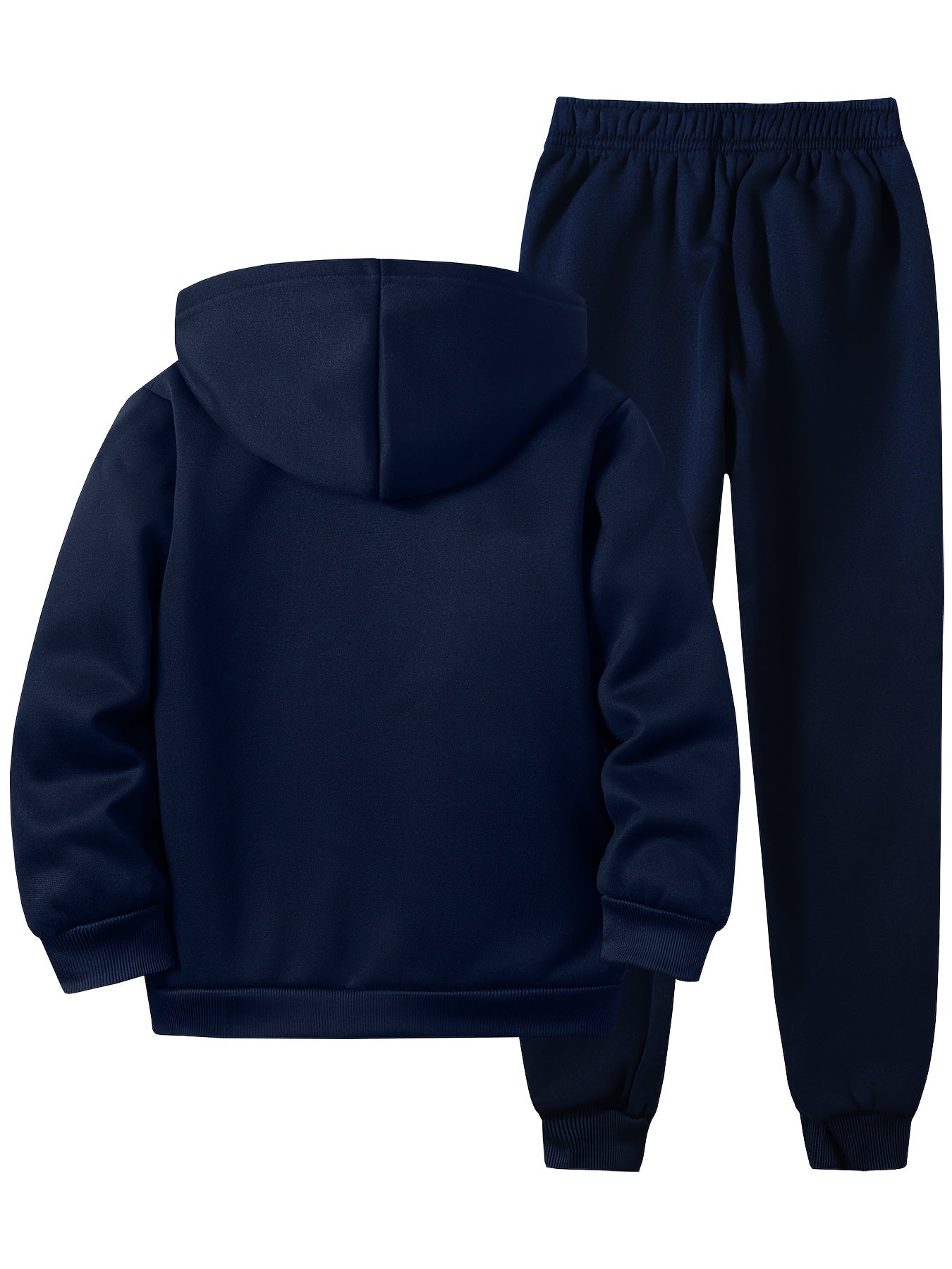 Boys' 2-Piece Polyester Hoodie and Sweatpants Set Fall Winter Casual Solid Color