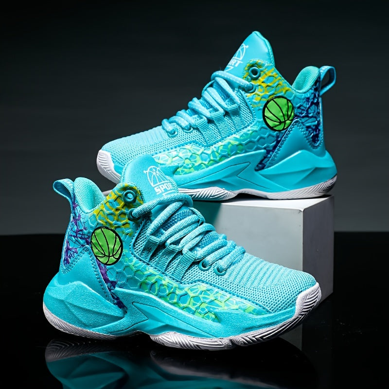 Kids' Mid-Top Athletic Sneakers with Stripe Pattern Breathable All-Season for Boys and Girls