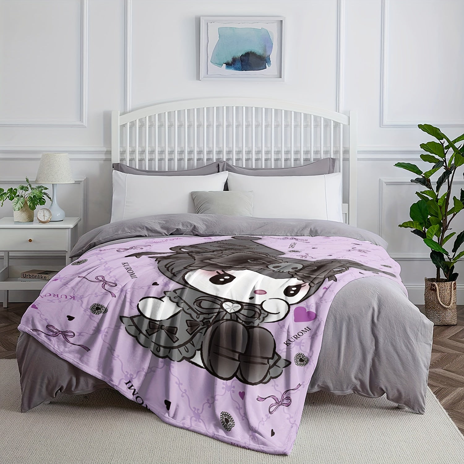 Kids Flannel Fleece Blanket Digital Print Cartoon Pattern All-Season Throw for Living Room Bedroom Camping
