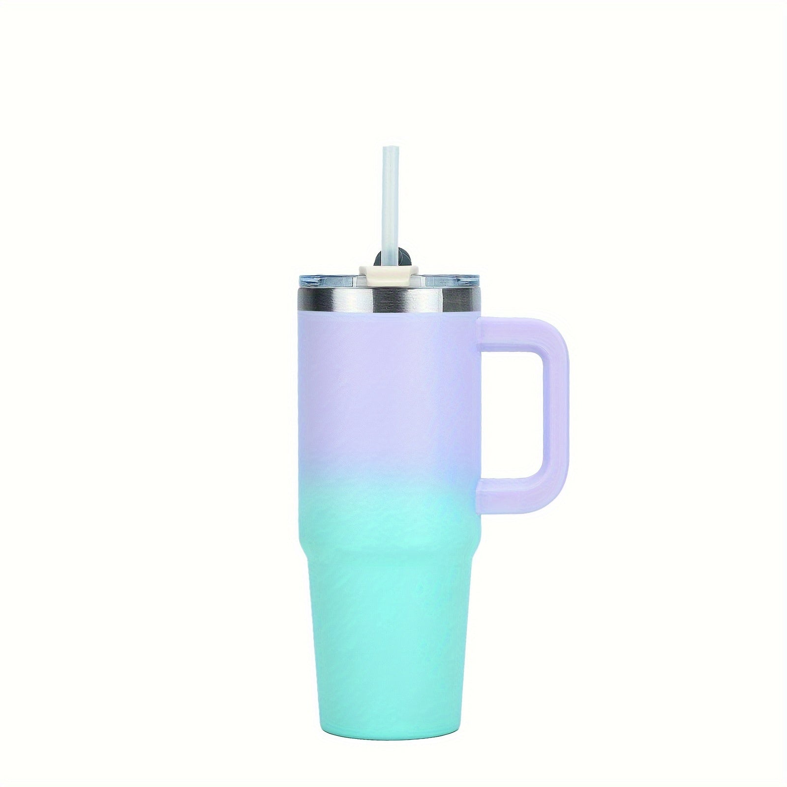 Taza de viaje de acero inoxidable de 30oz con asa y pajilla para bebidas calientes y frías