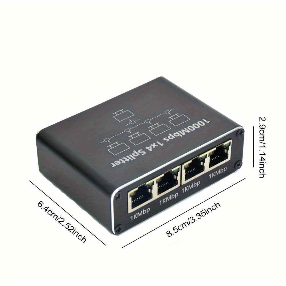 Gigabit Ethernet Switch 4 Port 1000Mbps with Power Cable for Multiple Devices