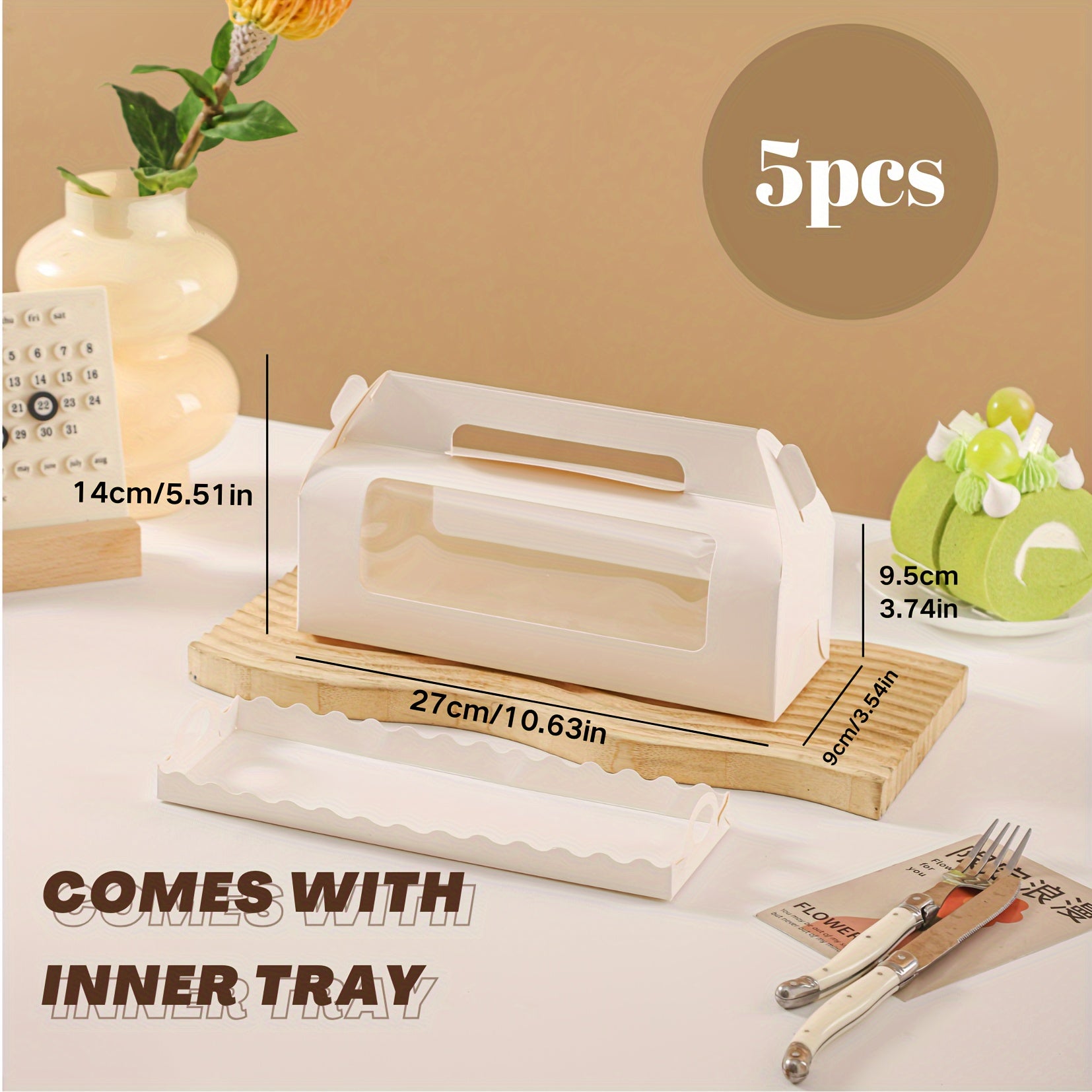 Портативные белые коробки для тортов с окном, 2 размера для выпечки и печенья