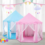 Pink Hexagonal Princess Castle Tent for Kids Indoor Outdoor Play 12M+ Polyester