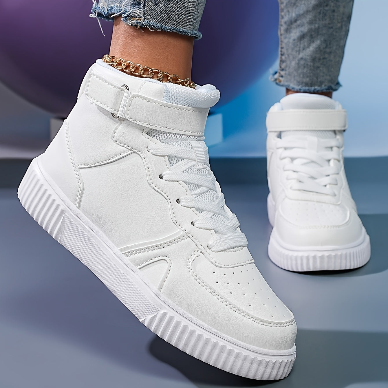 Women Casual High Top Sneakers Solid Color Lightweight All-Season