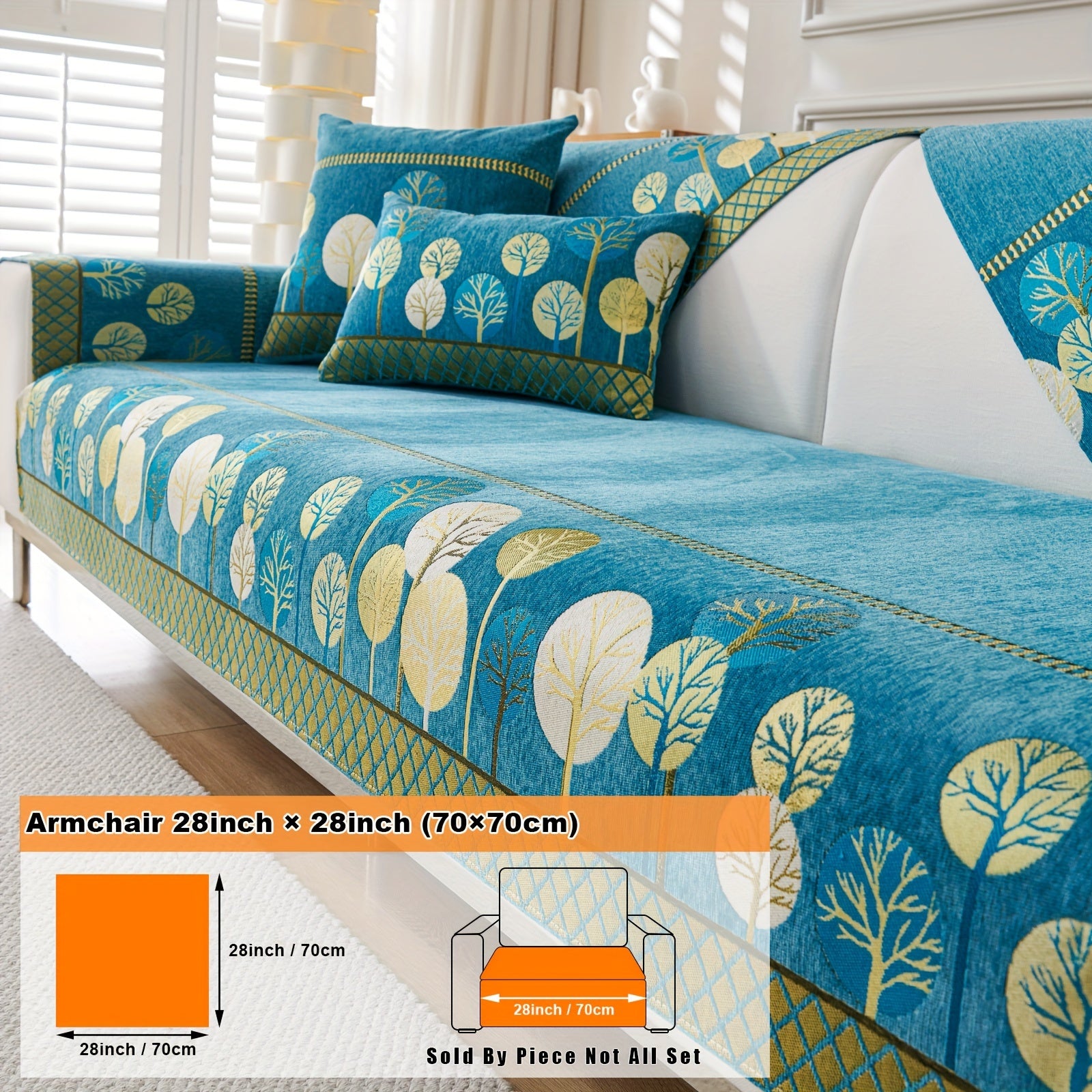 Bohemian Moonlit Trees Sofa Cover for Single to Quadruple Seaters Pet-Friendly Machine Washable Viscose