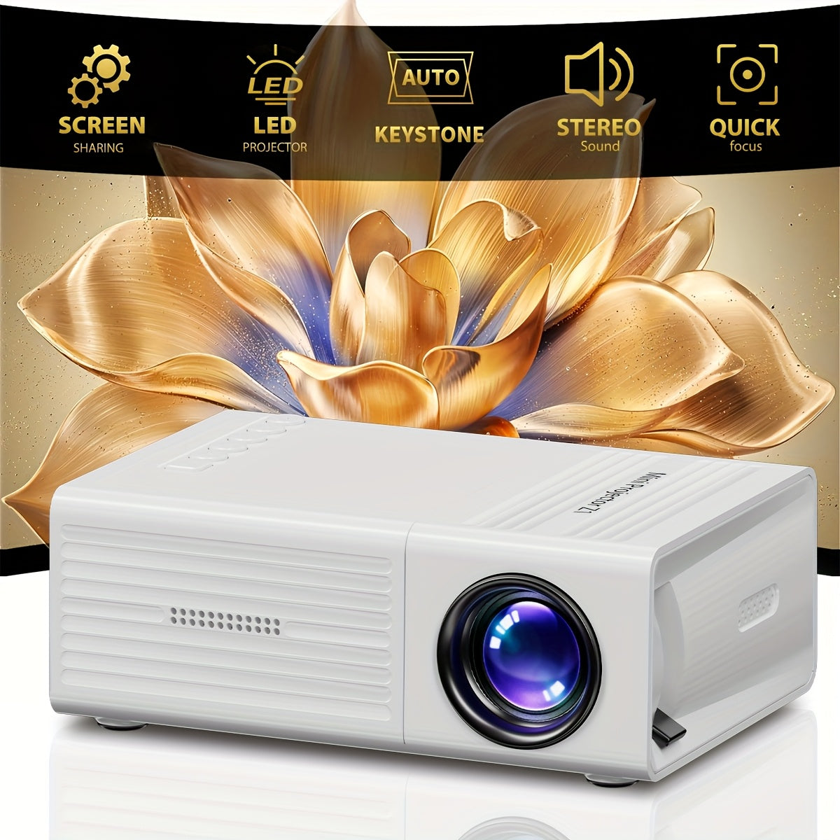 Portable Home Theater Projector Compatible with TV Stick Laptop Smartphone