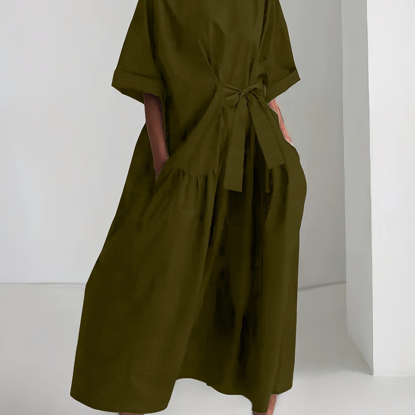 Women's Sleeveless Navy Blue Tunic Dress for Casual Spring and Fall Non-Stretch Polyester