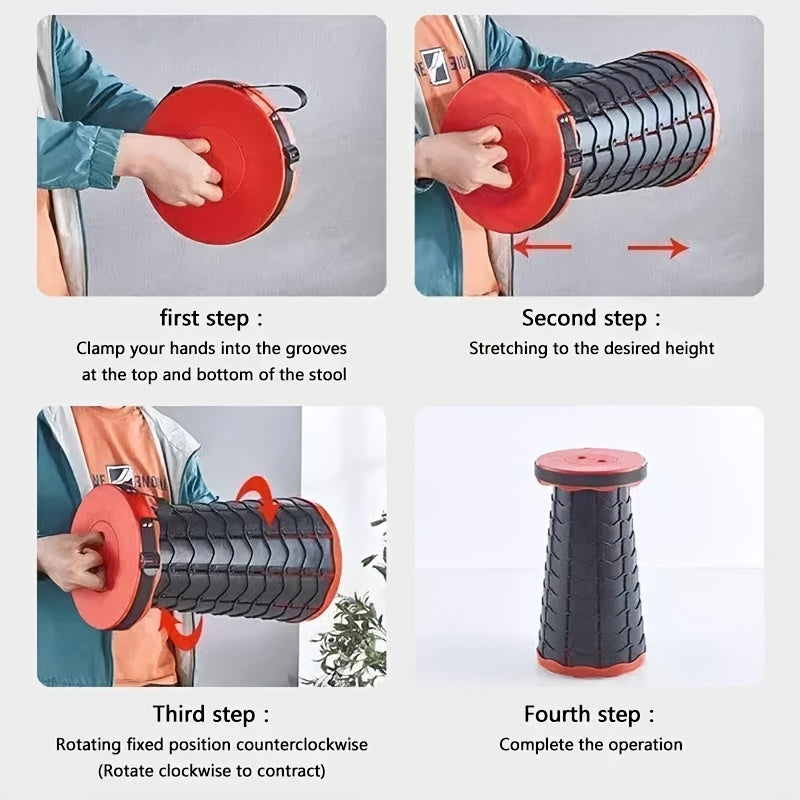 Получите свой портативный складной стул Rainbow 2025 года, инновационный расширяемый табурет из легкого пластика. Этот компактный стул круглой формы не требует электричества и идеально подходит для активного отдыха на природе, такого как кемпинг, рыбалка.