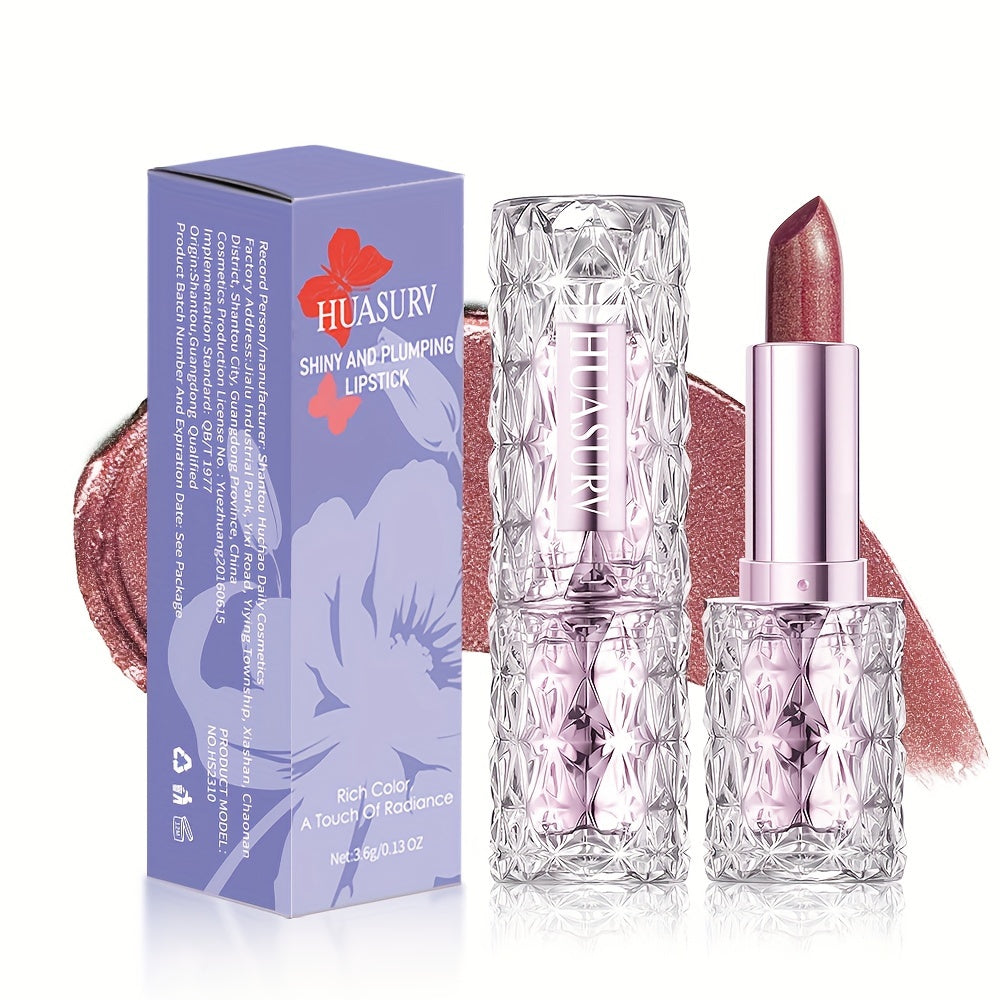 Mujer lápiz labial hidratante de larga duración con acabado brillante