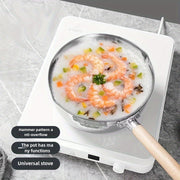 Cazo de acero inoxidable 2L compatible con inducción con tapa de madera para cocinar