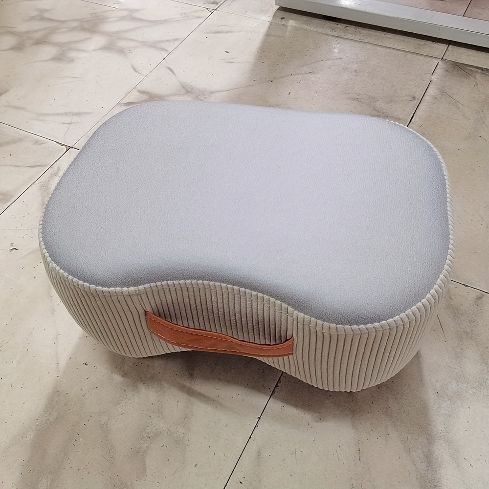 Taburete de madera blanco y naranja con funda de poliéster, asiento multiusos para zapatos
