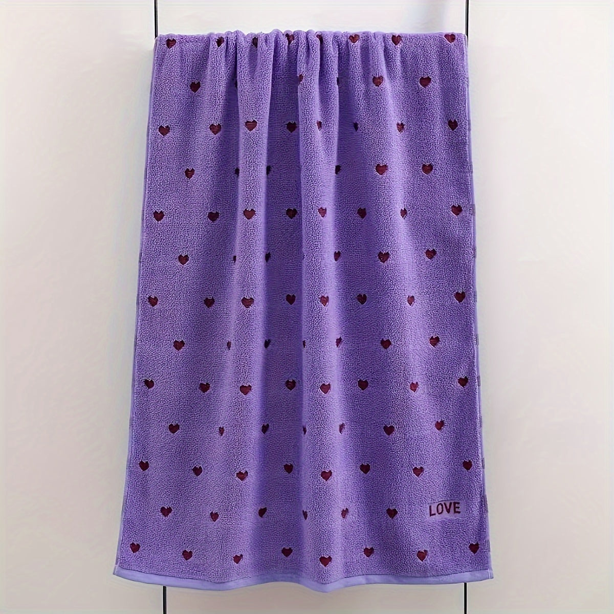 100% Cotton Heart Pattern Towel Set 2 Pieces Bath and Hand Towels