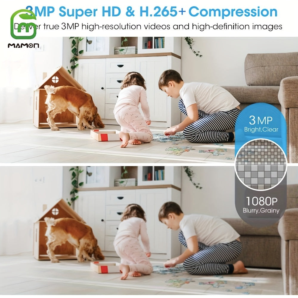 Indoor Security Camera 2K HD WiFi Pet Monitor with Pan Tilt Zoom Motion Alerts USB Storage