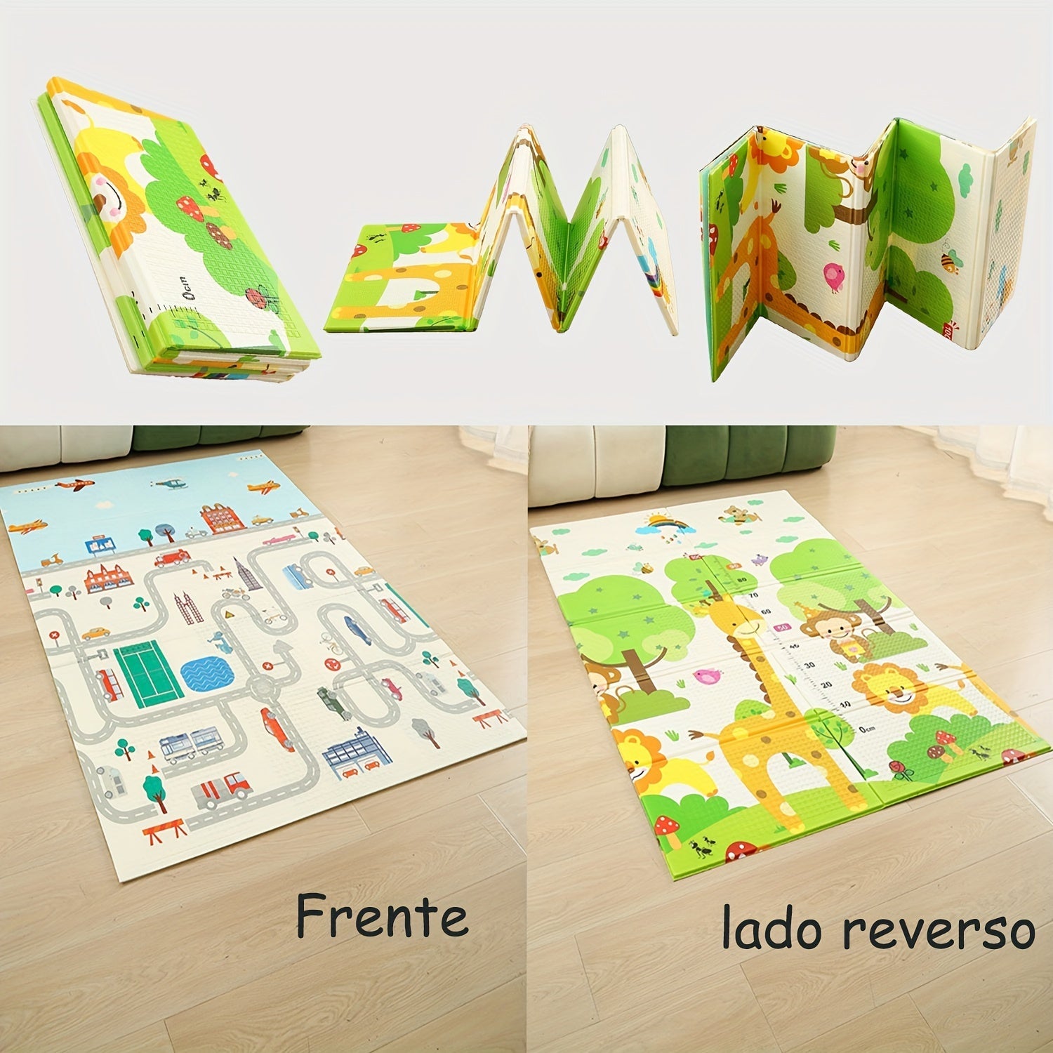 Kids Play Mat Reversible Cartoon Design Extra Plush Durable Crawling Safe 177cm x 117cm