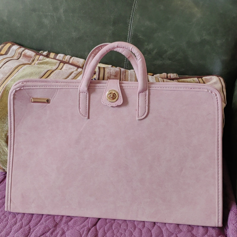 Pink Faux Leather Laptop Sleeve with Handle for Notebook Protection