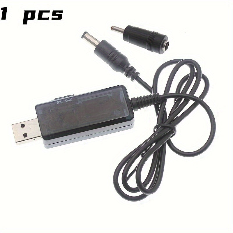 Cable convertidor USB a boost de 5V a 9V 12V con pantalla LED PVC negro fuente de alimentación