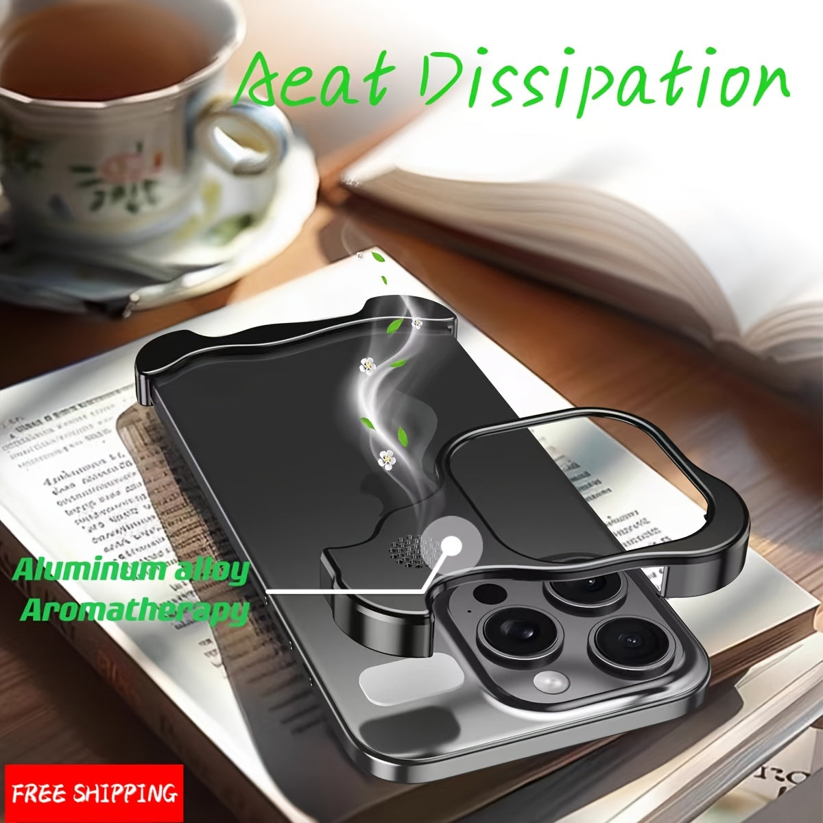 Металевый угол антивыпадной чехол для iPhone 15 Pro Max с дизайном ароматерапии и беспроводной зарядкой