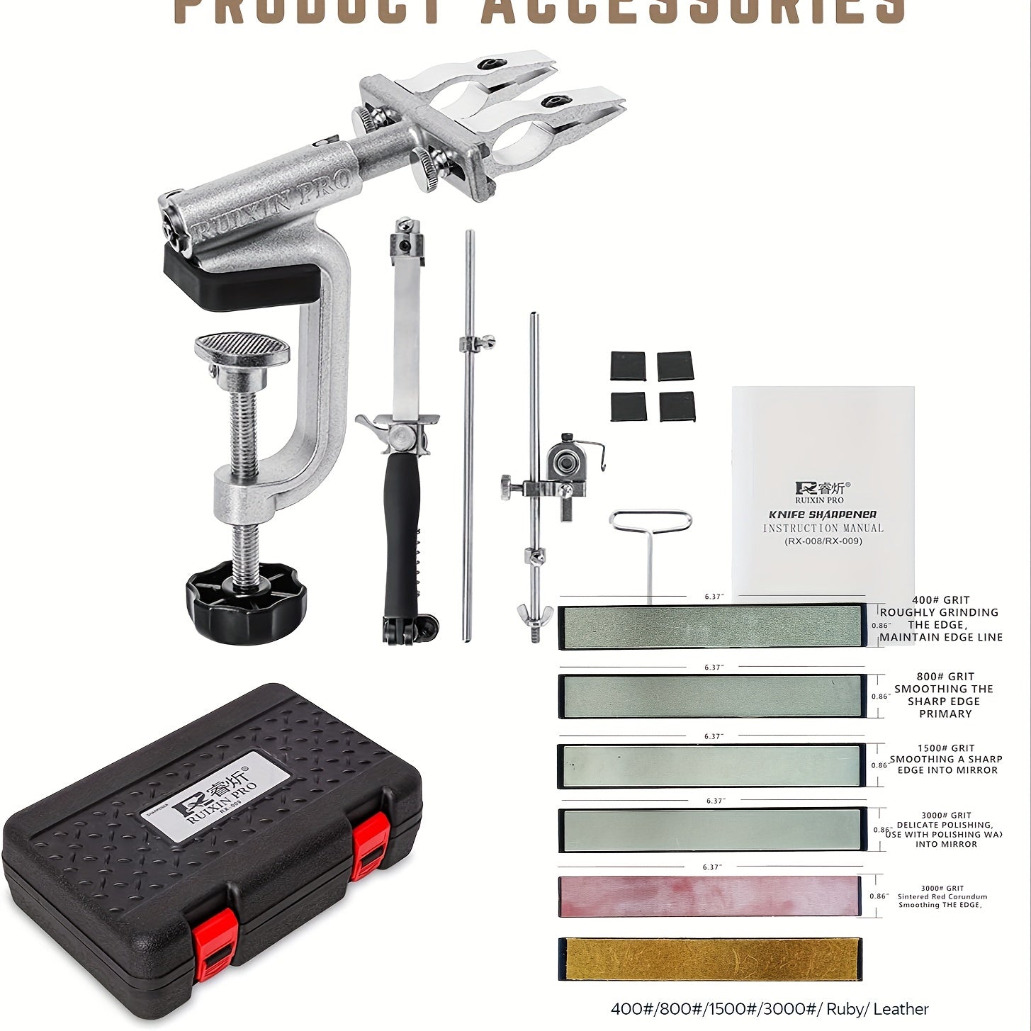 Fixed-Angle Knife Sharpening Kit with Sharpening Stone for Home Kitchen Use