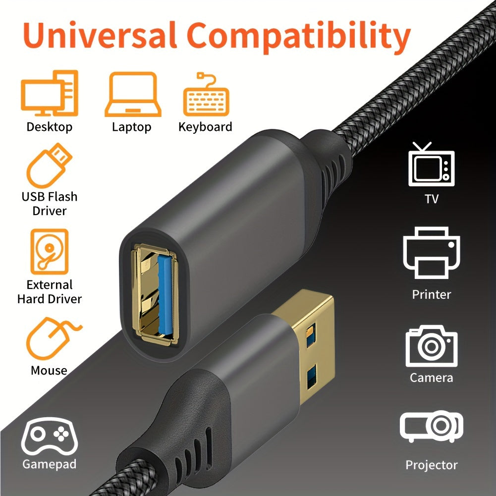 Cable de extensión USB 3.0 macho a hembra 3,05 m Alta transferencia de datos compatible con PC, impresora, webcam