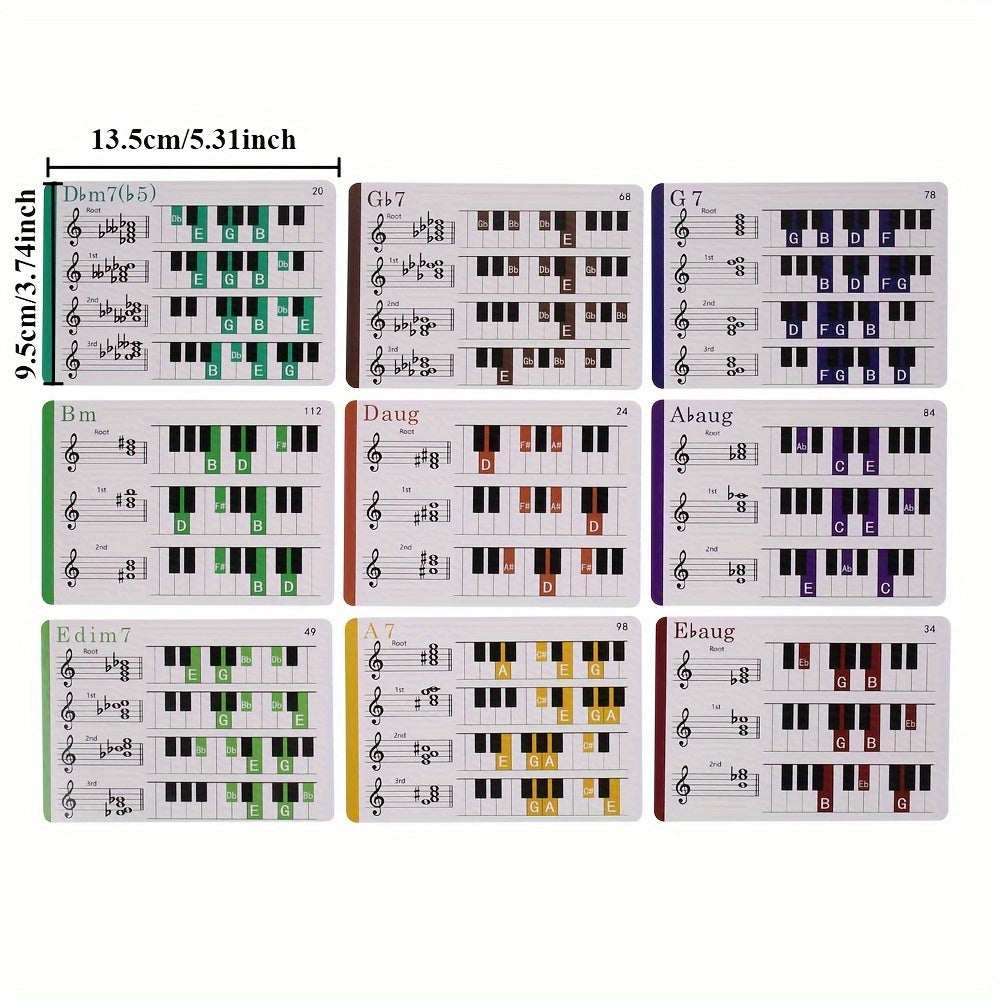 Набор карточек с аккордами для пианино из 120 штук с цветовой схемой для начинающих и изучения музыкальной теории