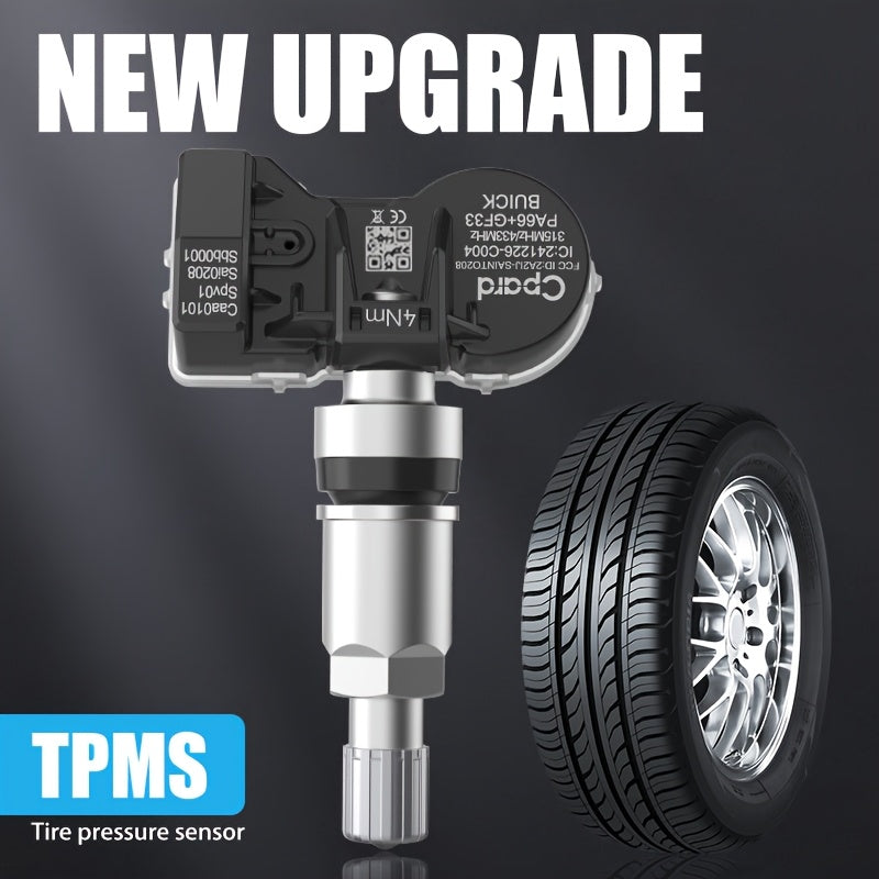 4-Pack Tire Pressure Sensors for Cars 315/433MHz Replacement Set