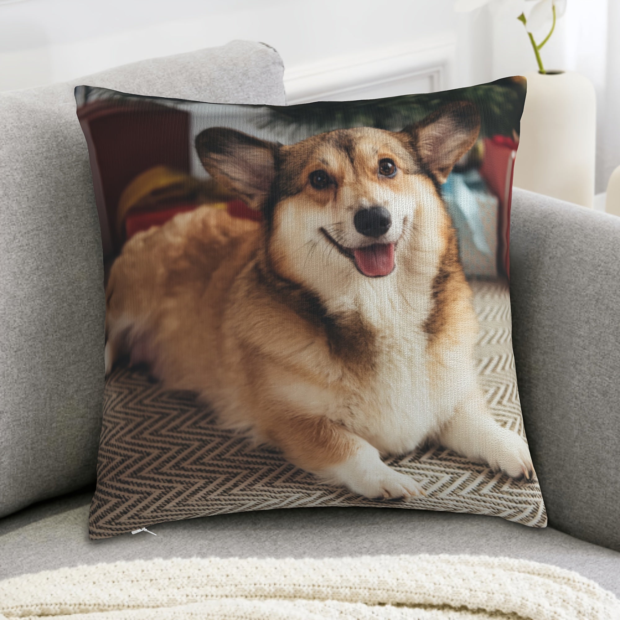 Almohada con foto personalizada de mascotas, regalo conmemorativo, 45cm, felpa corta, pérdida de perro