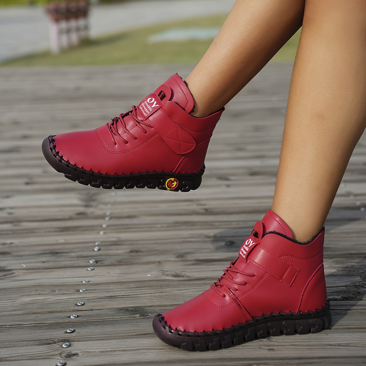 Women Warm Winter High-Top Boots Anti-Slip Casual Faux Leather