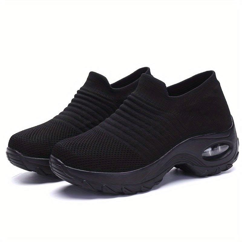 Zapatillas de media caña transpirables para mujer con amortiguación de aire, color sólido, para todas las estaciones