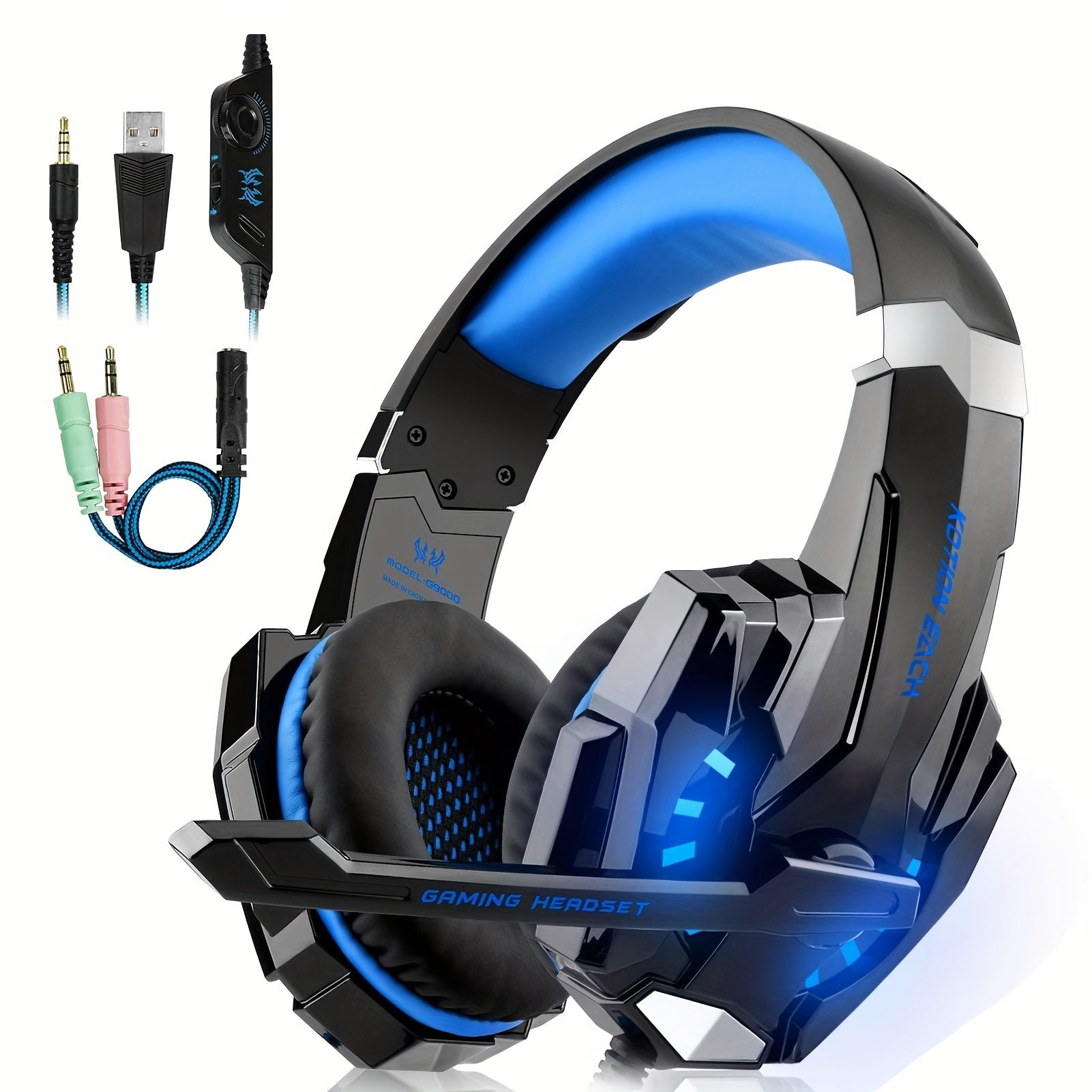 Stereo Gaming Headset with Noise Cancelling Microphone and LED Light for PS4 Xbox One PS5