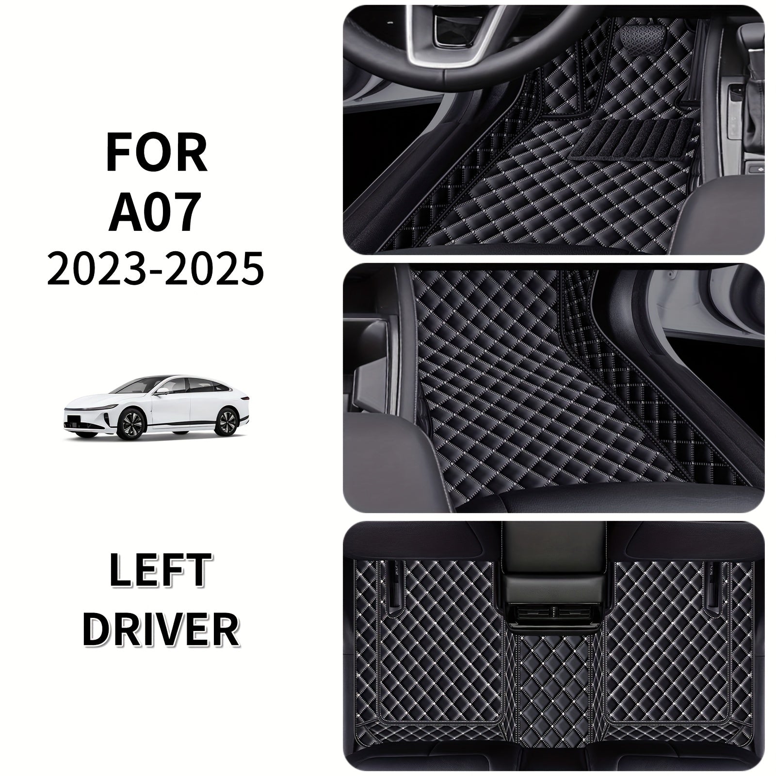 Car Floor Mat Set PUPU Leather for Sedan Left-Hand Drive Easy to Clean Durable