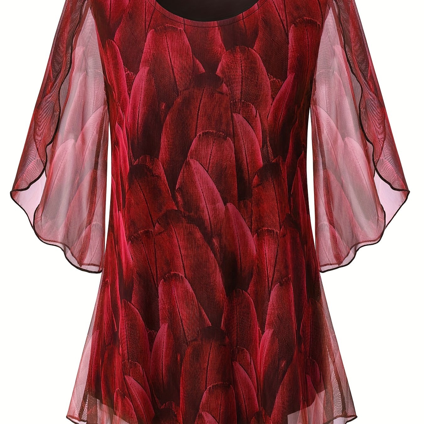 Women's Mesh Ruffle Blouse with Cross-Over Design, Flowy, Breathable, Summer Top