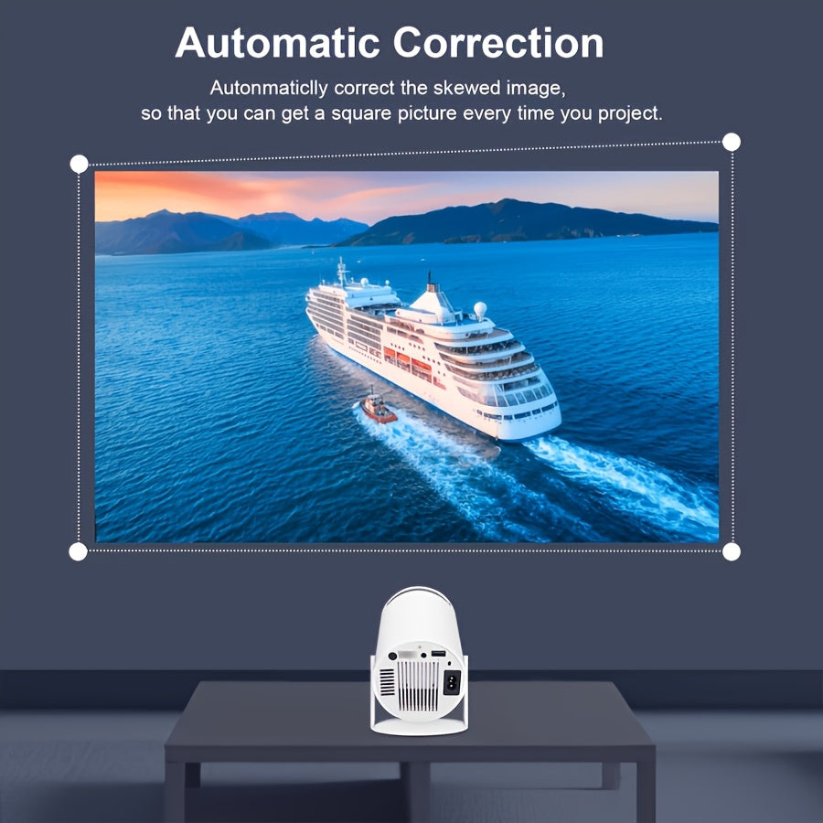Портативный 4K Android проектор 1280x720 с двойным Wi-Fi 6, регулируемый на 180°