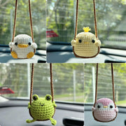 Women Handmade Hooked Weaving Animal Car Mirror Charm Decoration Pendant