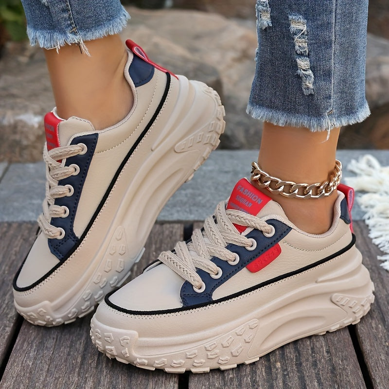 Women's Fashion Sneakers Chunky Platform Low Top Casual Shoes Rubber Sole
