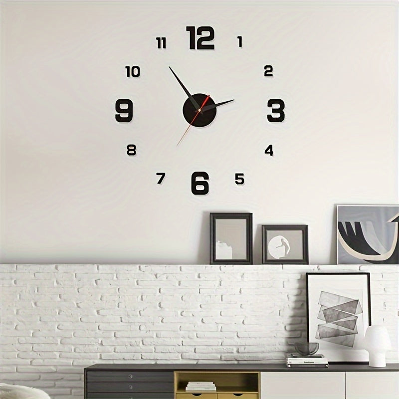 Large 3D LED Wall Clock Silent Night Light Acrylic Battery Powered for Living Room Bedroom