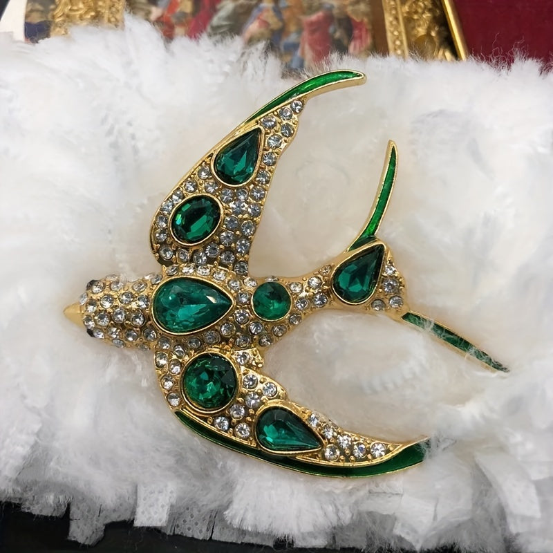 Zarif Vintage Saroy O'rta Og'ir Sanoat Kristal Qush Broshlar Ayollar va Erkaklar uchun, Retro Barokko Pinlar Aksessuarlar