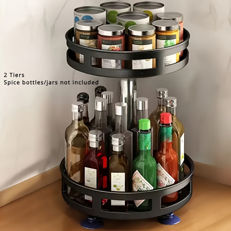 Round 3-Tier Rotating Storage Rack for Kitchen and Bathroom Organizer