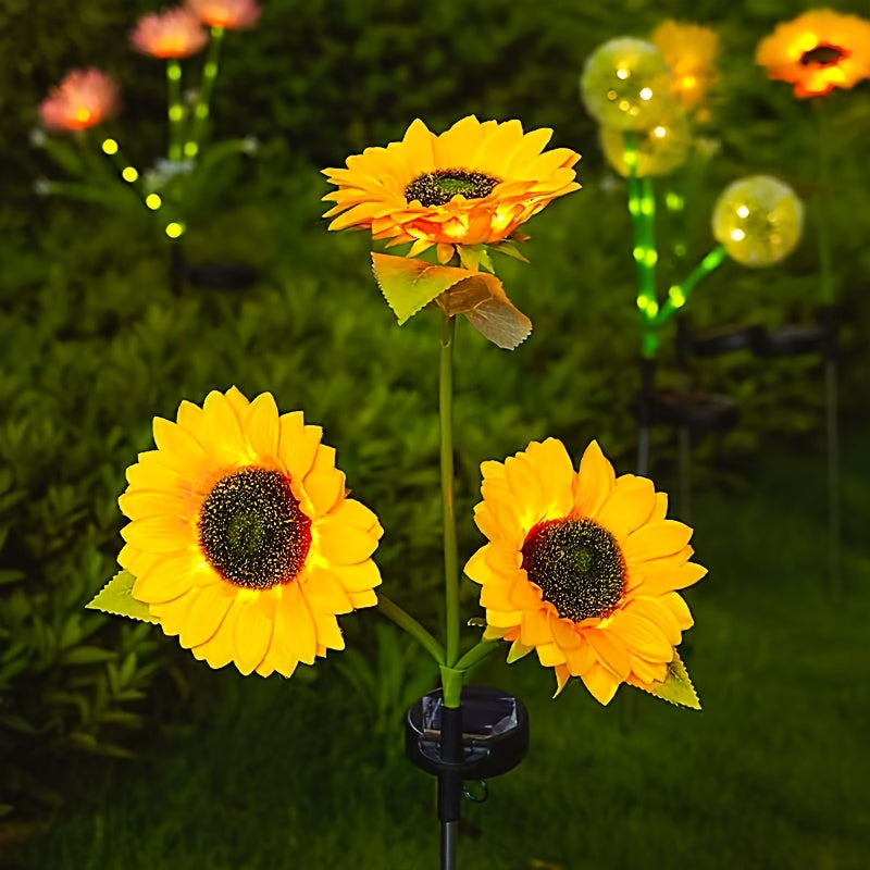 Vibrant Yellow Solar LED Sunflower Ground Stake Light Outdoor Garden Decor