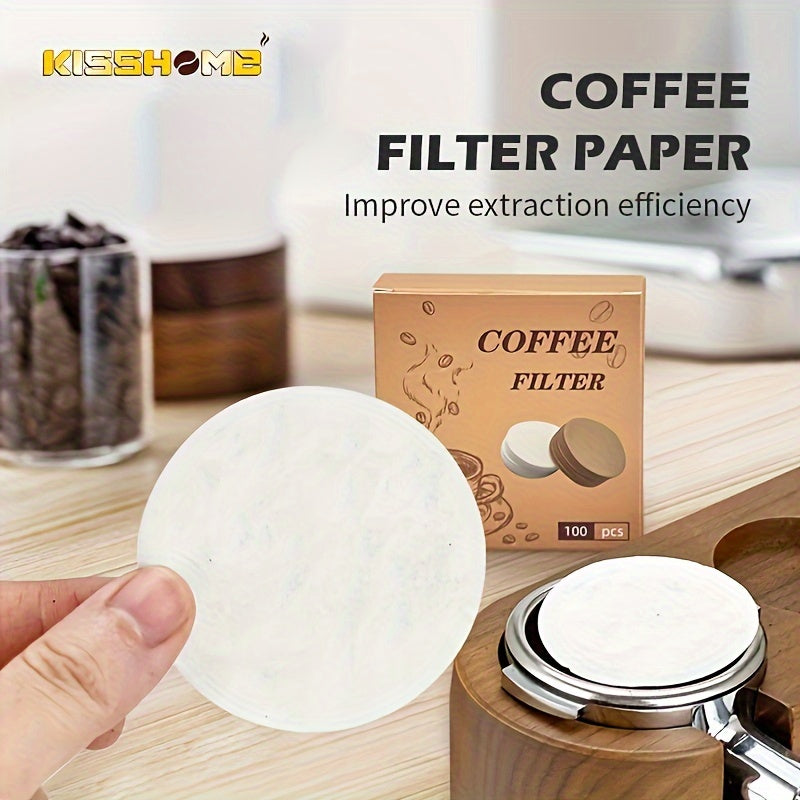 100 Pieces Espresso Filter Paper Round Coffee Filter for Portafilter 51mm 53mm 58mm