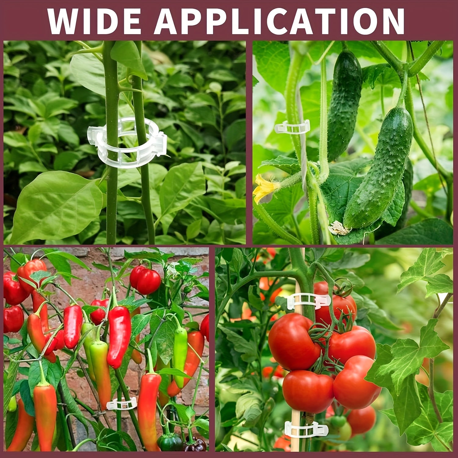 300-Pack White Plastic Garden Trellis Clips for Climbing Vegetables and Flowers