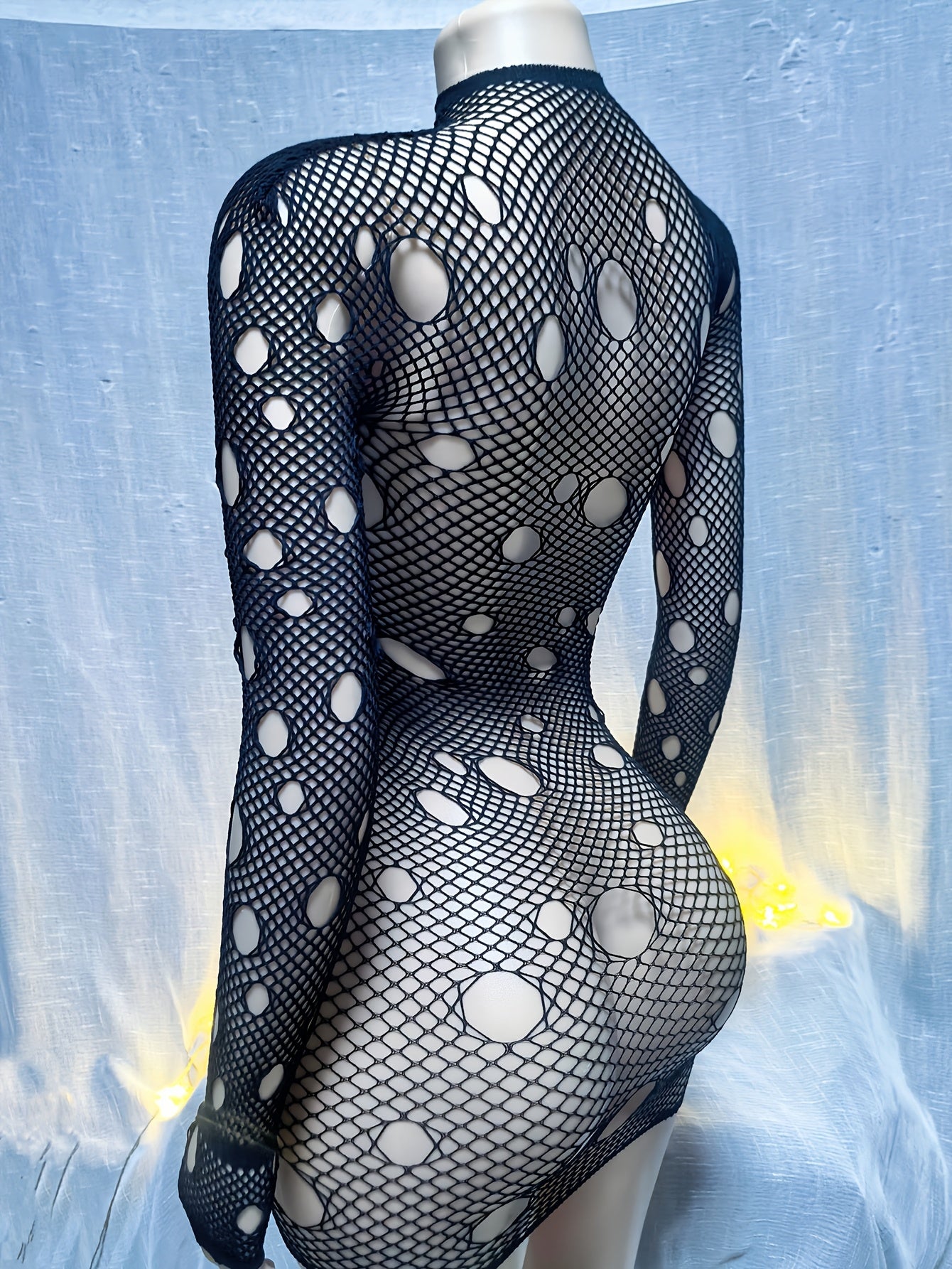 Women's Fishnet Cover Up for Beachwear or Swimsuit Hollow Out Long Sleeve Bodycon