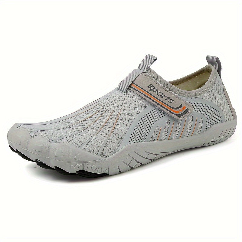 Men's Waterproof Striped Hiking Shoes Breathable Fabric Low Top Outdoor Casual