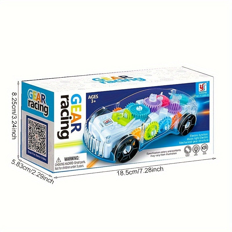 Small Remote Control Car with Transparent Electric Gear, Music and Light for Racing Simulation