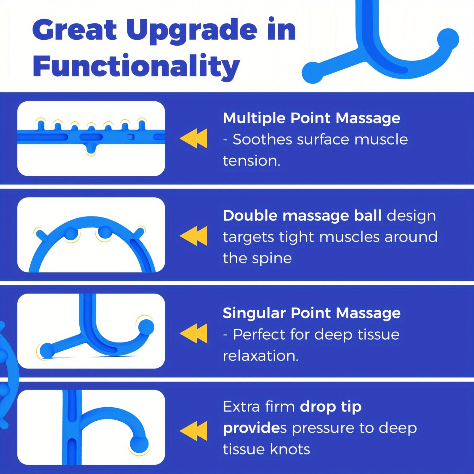 Blue Handheld Trigger Point Massage Tool for Full Body Muscle Relaxation