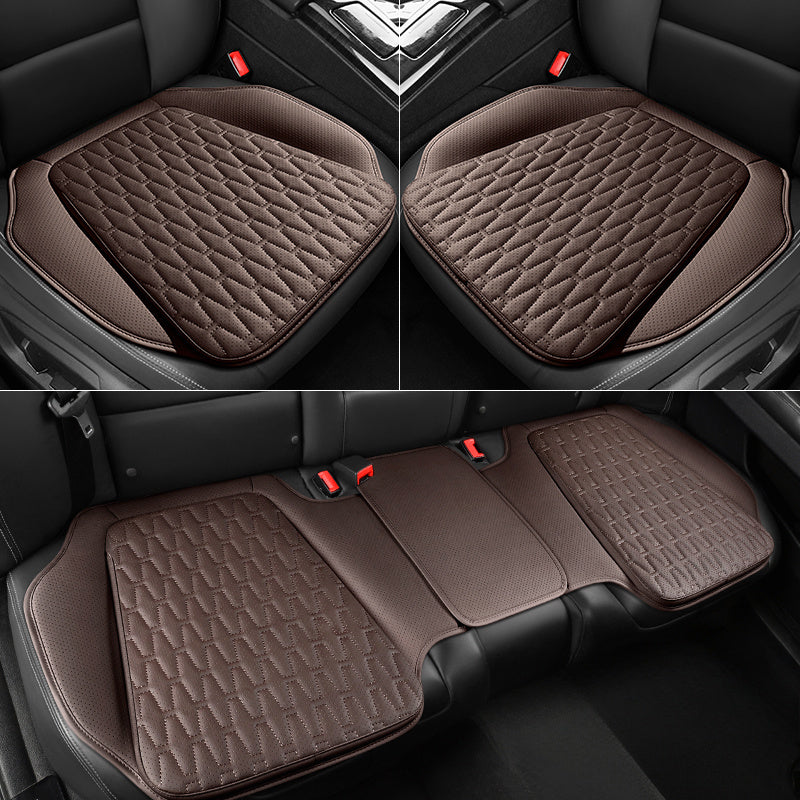 Universal All-Season Car Seat Cushion Cover Breathable PU Leather Quilted